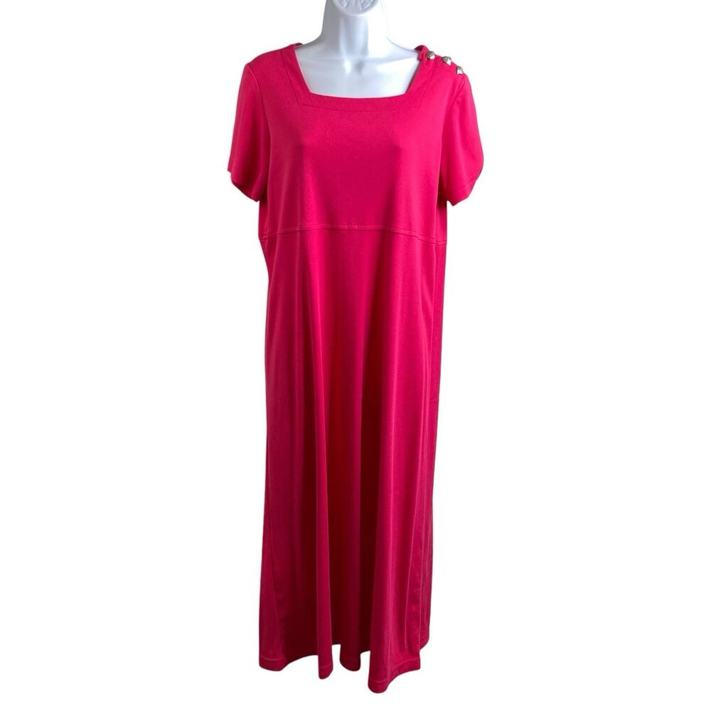 Coldwater Creek Hot Pink Midi Dress Size Petite M Career Kaftan Empire Waist